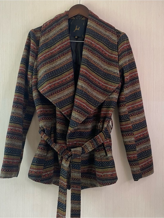 Jack Jackets & Blazers - Jack by BB Dakota Women’s Multicolor Striped Belt Wrap Lined Jacket Medium